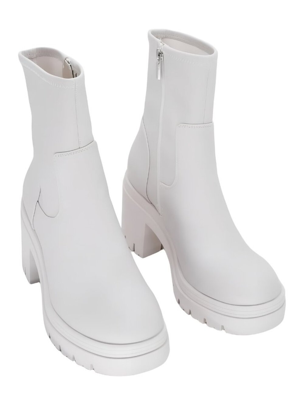 Wild Pair Womens Verona Lug Block Heel Boot Cream Off White Sz 7M